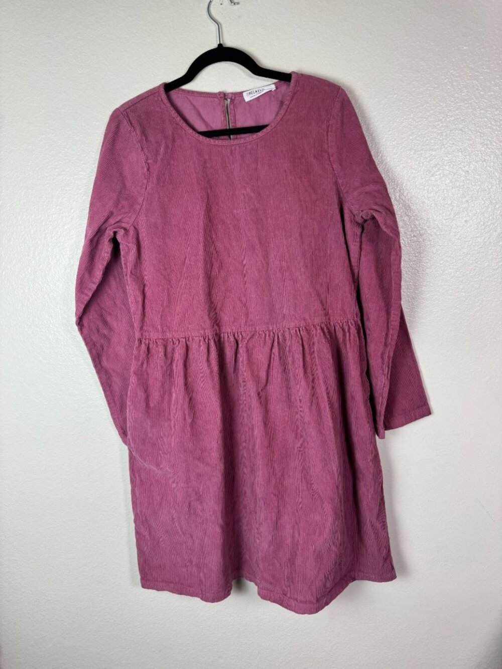 LA Relaxed Organic Cotton Long Sleeve Corduroy Dress‎ Dusty Pink Size Large
